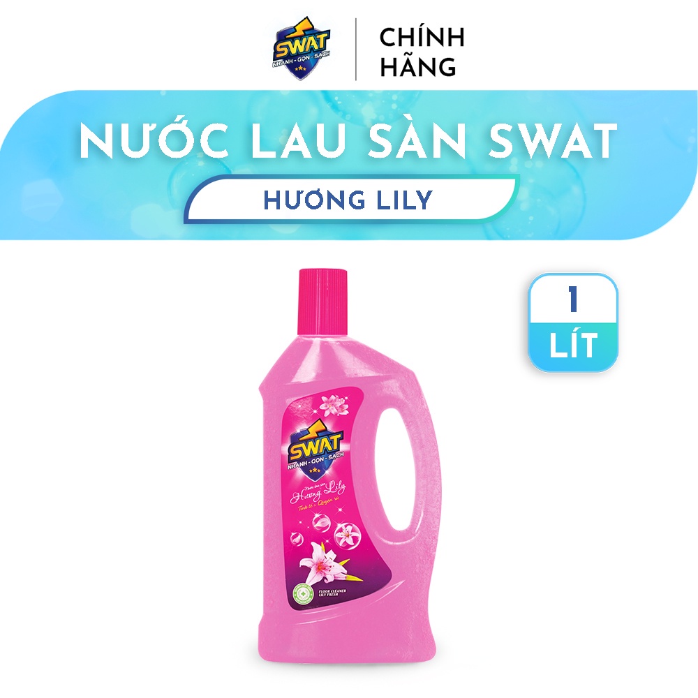 Nước Lau Sàn SWAT Hương Lily Siêu Sạch Thơm Lâu Chai 1L Tiện