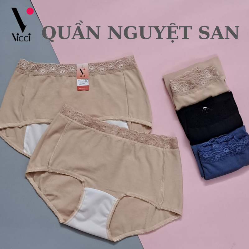 Quần lót nữ chống tràn nguyệt san vải cotton thoáng khí, cạp cao Vicci QV.NS1 mềm mại, kháng khuẩn khử mùi