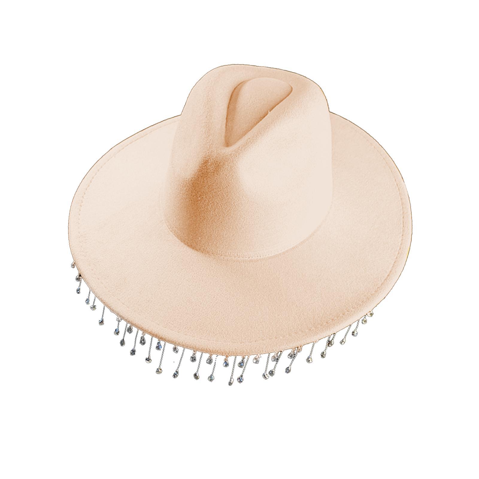 Felt Cowboy Hat Women Men Sun Hat for Holiday Costume Clothes Accessories beige