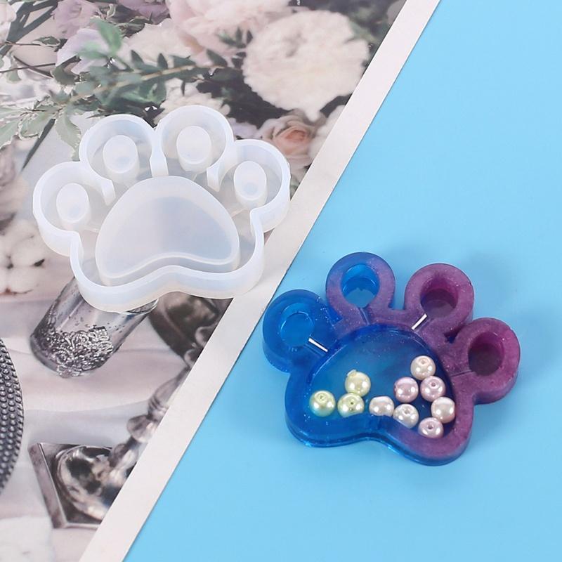 Bộ 5 Khuôn Silicon Làm Móc Khóa , Dây Chuyển Hình Dấu Chân Mèo - Ong - Trái Tim - Bướm - Tròn
