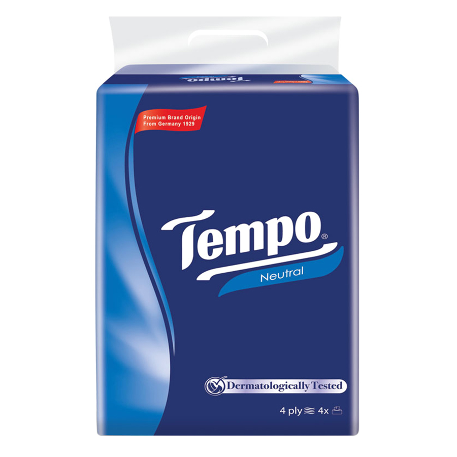 Lốc 4 gói Khăn giấy Tempo Softpack NEUTRAL - gói 90 tờ