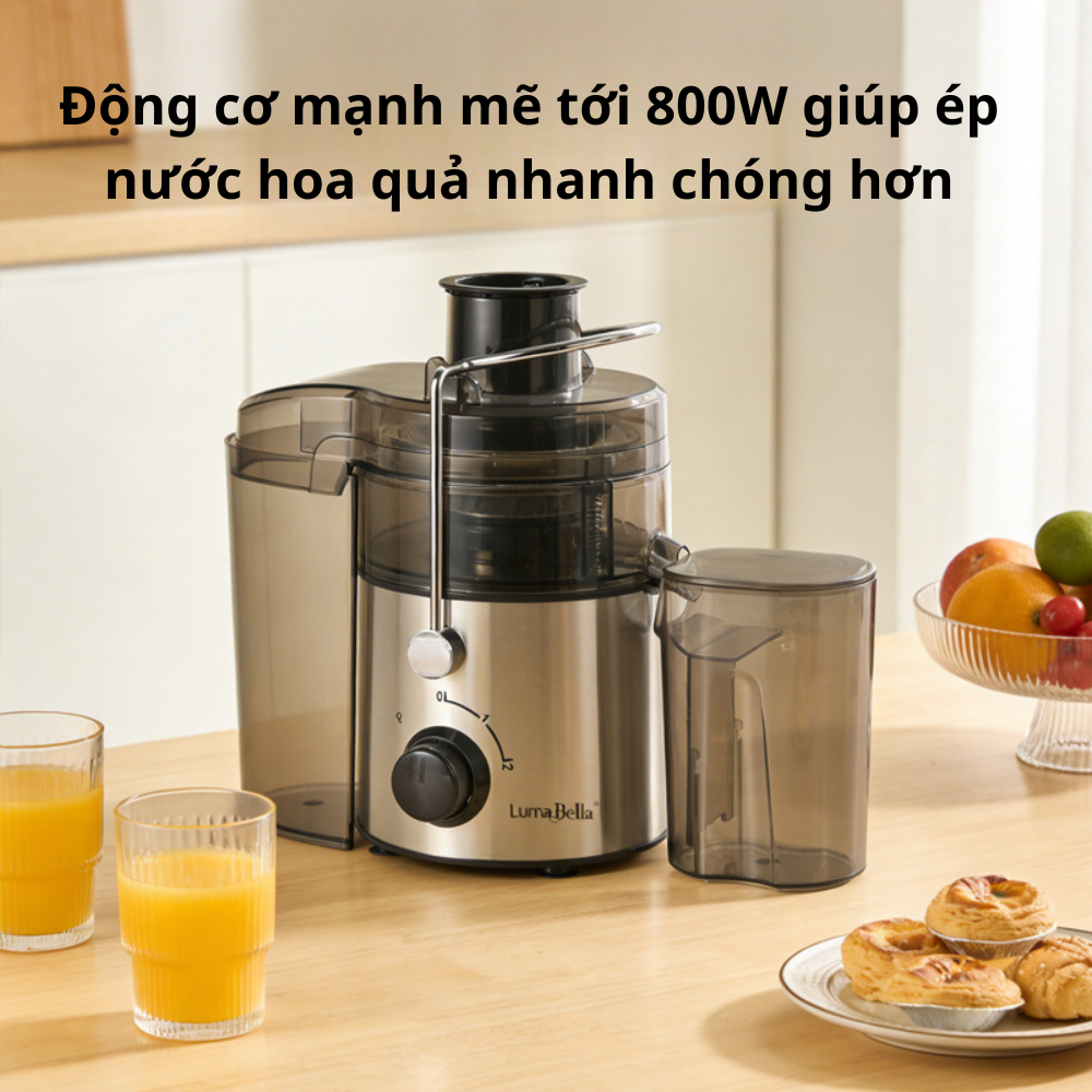 Máy ép trái cây nhanh LUMABELLA LB-53004 đa năng công suất cao 800W - dễ dàng vệ sinh tháo lắp, ép trái cây tốc độ cao - HÀNG CHÍNH HÃNG