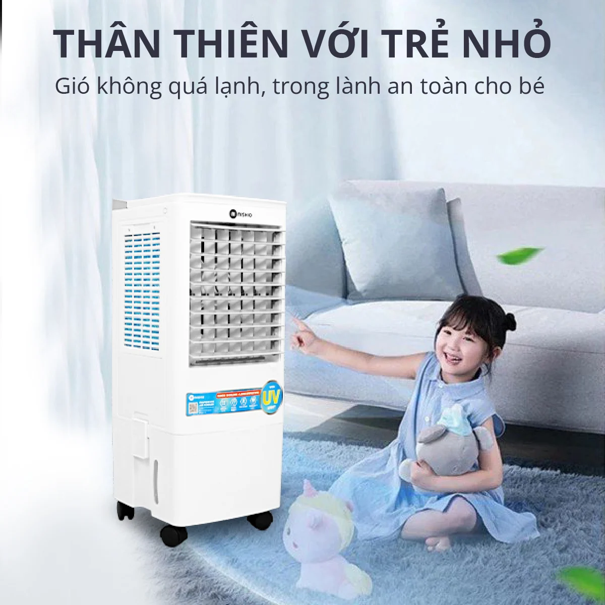 Quạt điều hòa hơi nước 20L có UV diệt khuẩn nấm mốc Mishio MK310 - Hàng chính hãng