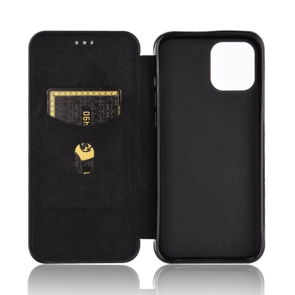 Bao da điện thoại nắp lật kiểu ví sợi carbon cho iPhone 13 Pro Max 13 mini 12 Pro Max 12 mini 11 Pro MAX iphone X/XS