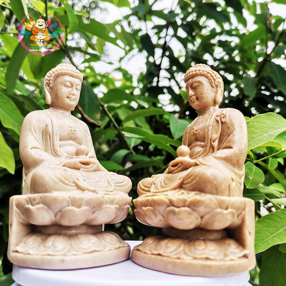 ️️ Tượng Đá Phật Thích Ca Phong Thủy - Màu Đá - Cao 11cm