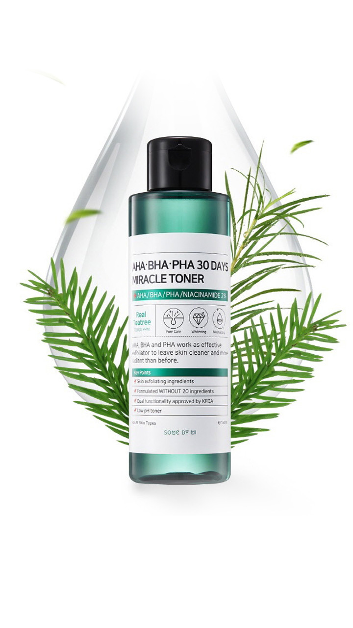 Nước hoa hồng dưỡng ẩm và giảm mụn Some By Mi AHA- BHA- PHA 30 Days Miracle Toner tặng kèm miếng rửa mặt siêu xinh