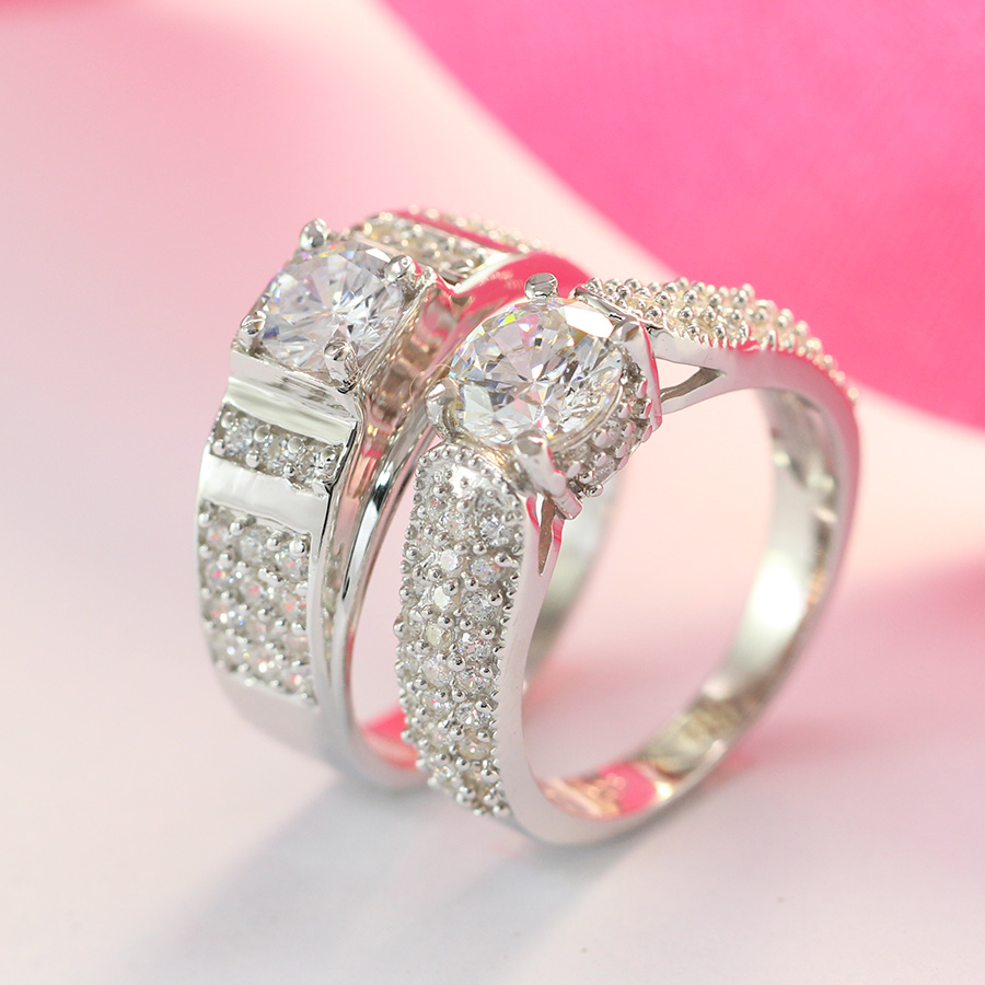 Nhẫn đôi bạc nhẫn cặp bạc đẹp đính đá tinh tế ND0269 - Trang Sức TNJ