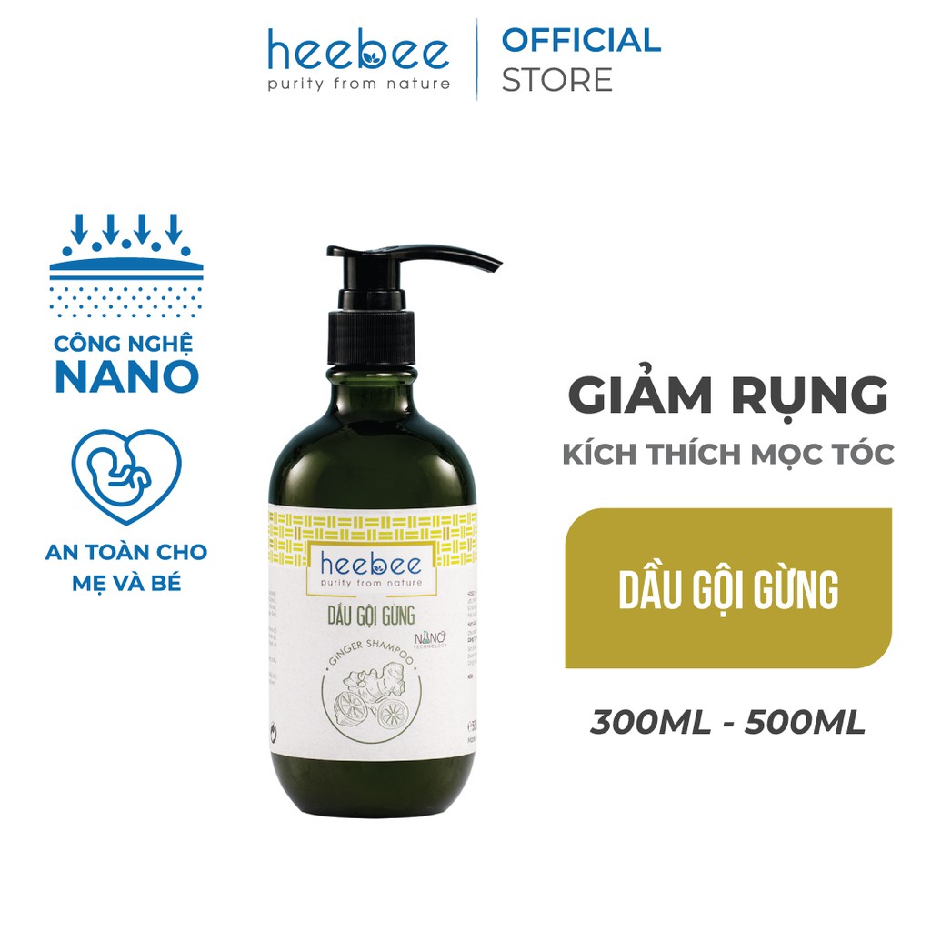 Dầu Gội Gừng Giảm Rụng, Kích Thích Mọc Tóc Heebee Ginger Shampoo 300ml - 500ml