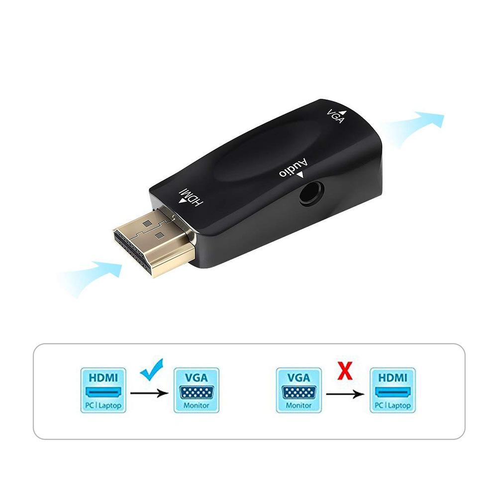 Bộ Chuyển Đổi HDMI Sang VGA Và Giắc Cắm Âm Thanh - Đen (1080P) (3.5 mm)