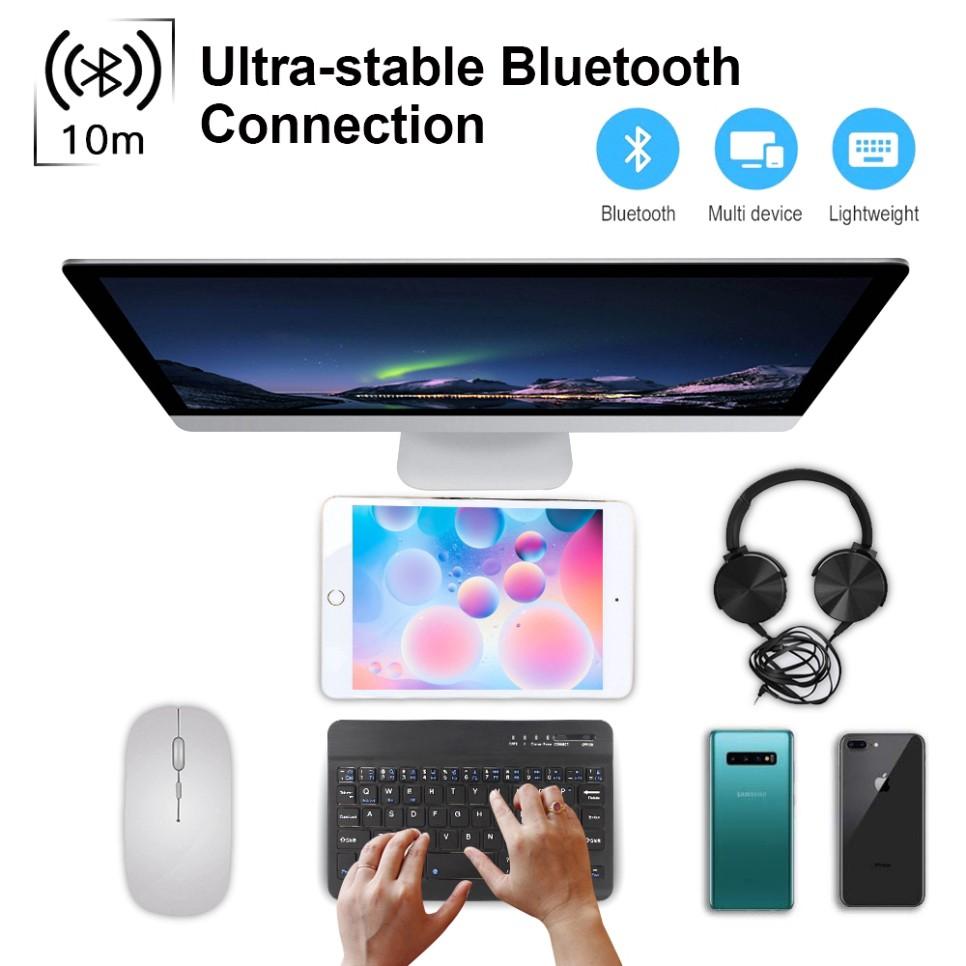 Bàn phím không dây Bluetooth mini dùng được cho IOS Android Windows (Trắng/Đen