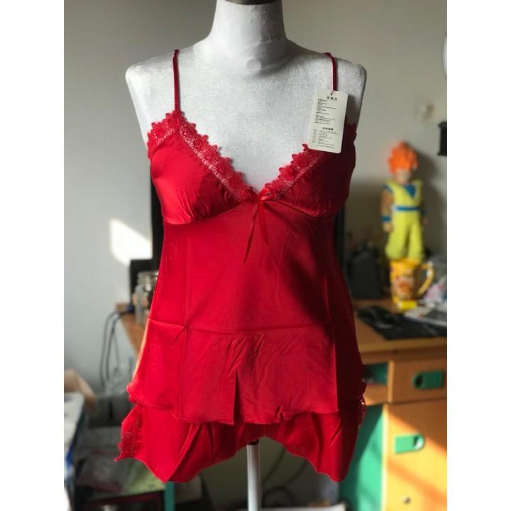 Bộ ngủ lụa 2 dây kèm lót ngực