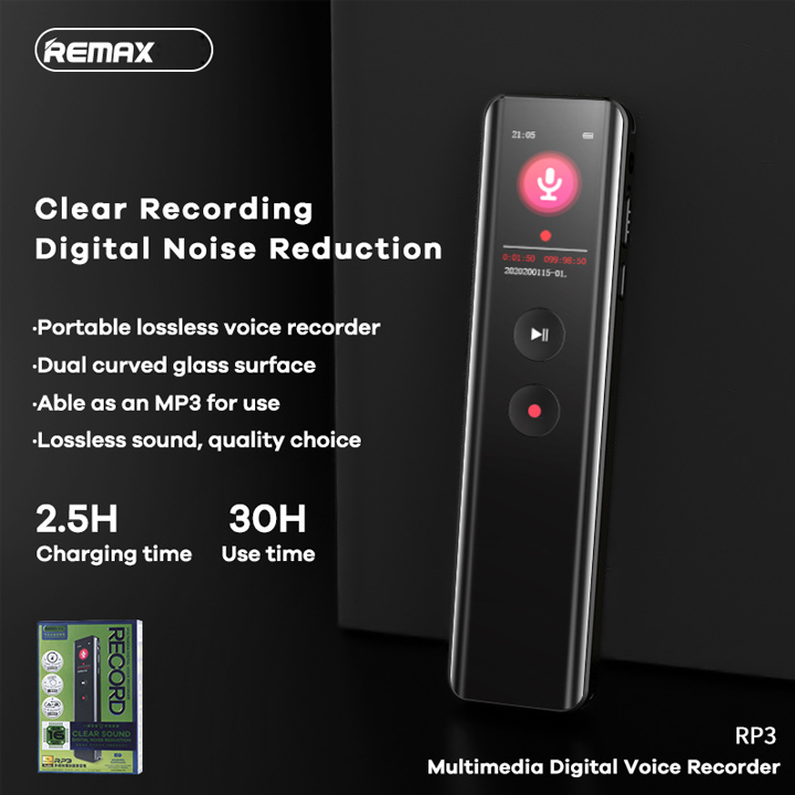 Máy ghi âm thu âm đa năng Remax RP3 Giảm tiếng ồn , Chuyên dụng mini siêu nhỏ gọn - Hàng nhập khẩu