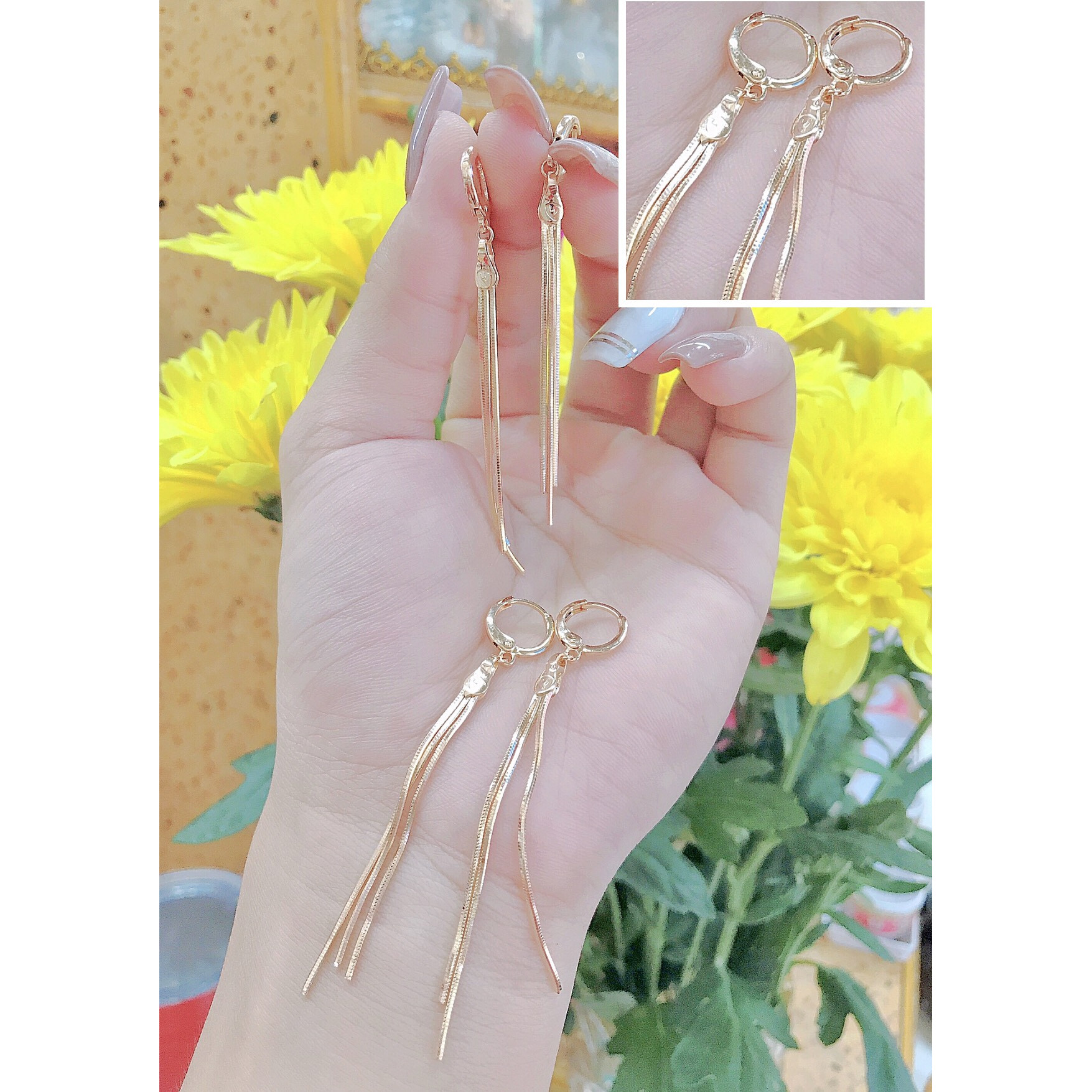 Bông tai mì tòn ten màu 18 cực đẹp AH304