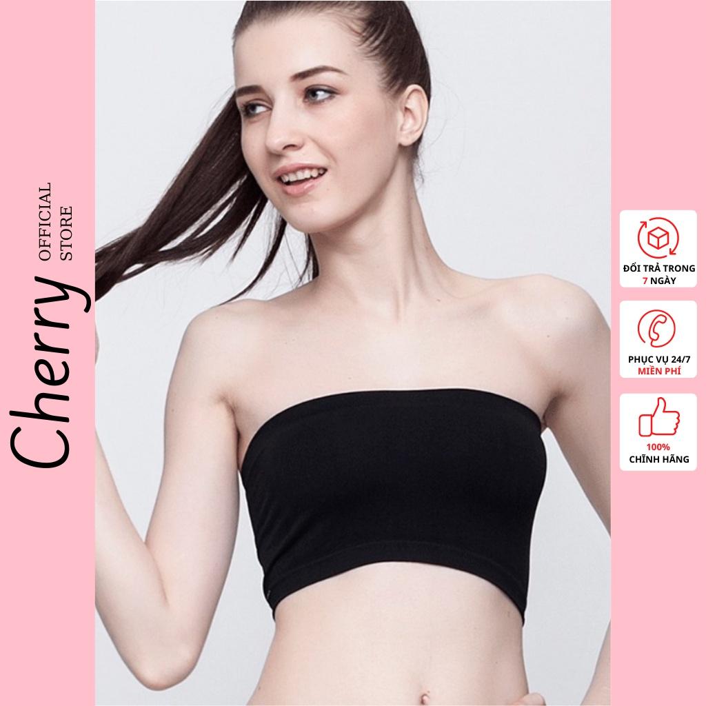 Áo quây ngực croptop bra nhún CHERRY màu trơn cho nữ V051