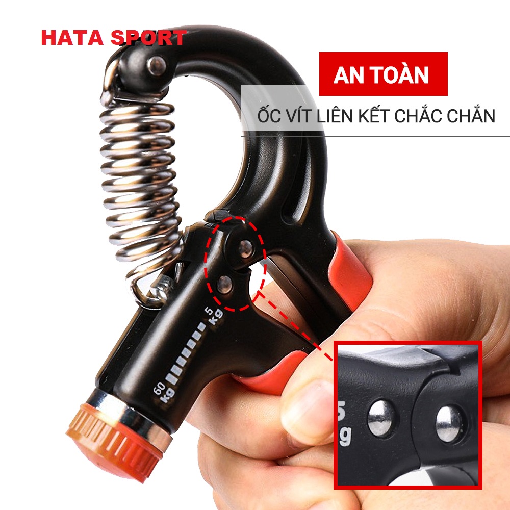 Kìm bóp tập cơ tay Hata Sport HT01E điều chỉnh lực 5kg đến 60kg chắc chắn