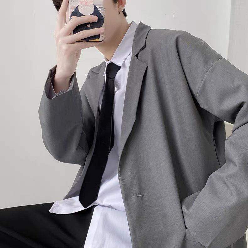 Áo khoác blazer nam nữ thời trang Menswear form rộng hàn quốc 2 khuy 3 màu cơ bản :đen,kem,ghi tối