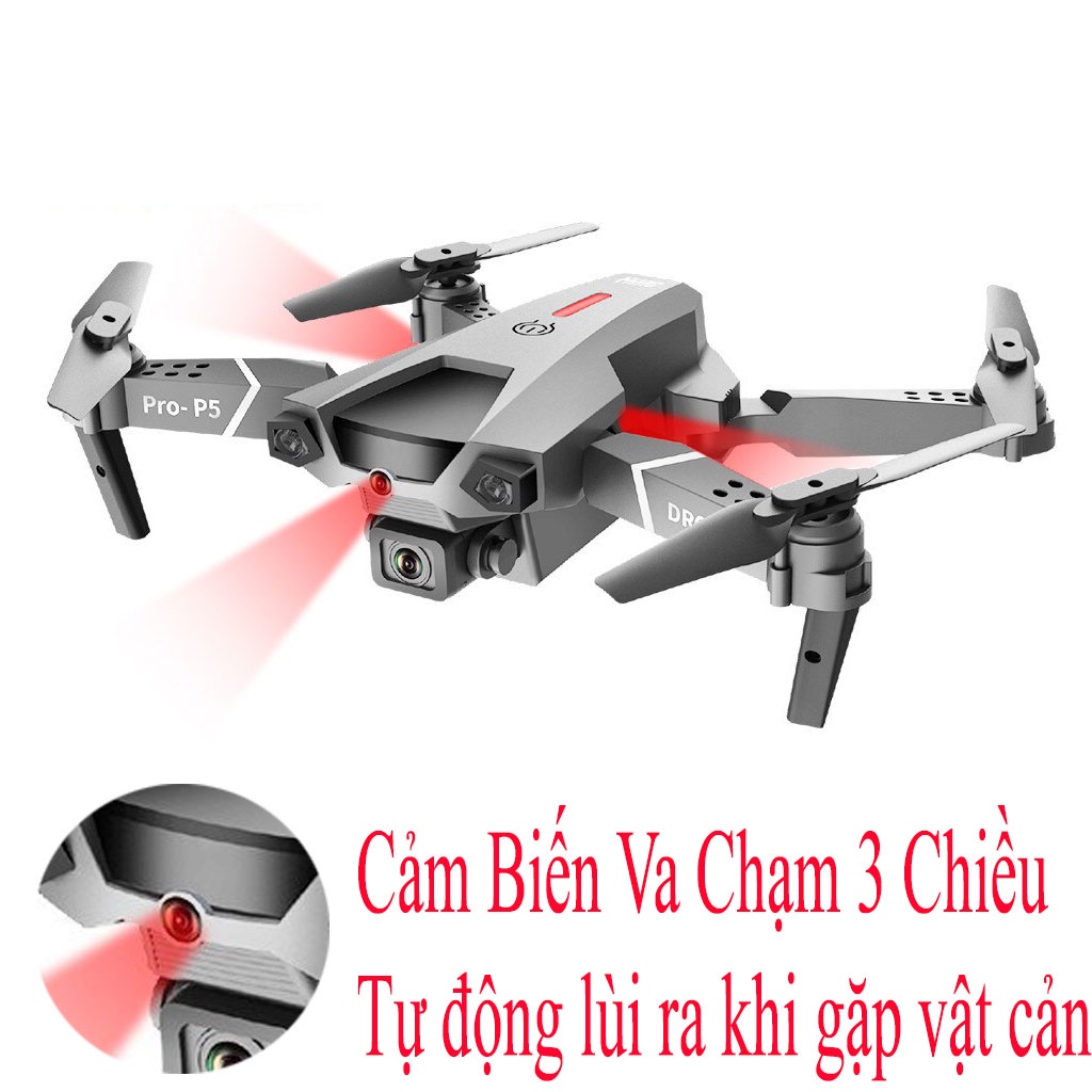 flycam mini giá rẻ P5 Pro quay phim HD Camera Kép,  bay 25 phút , cảm biến chống va chạm, truyền hình ảnh trực tiếp về điện thoại