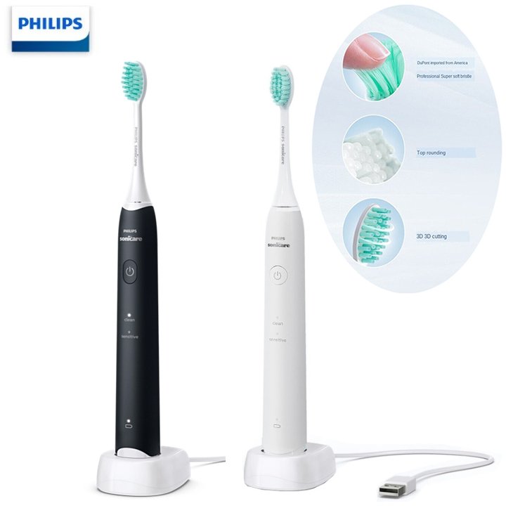 Bàn chải đánh răng điện Philips Sonicare HX2421 tích hợp 2 chế độ làm việc Clean, Sensitive - Hàng Nhập Khẩu