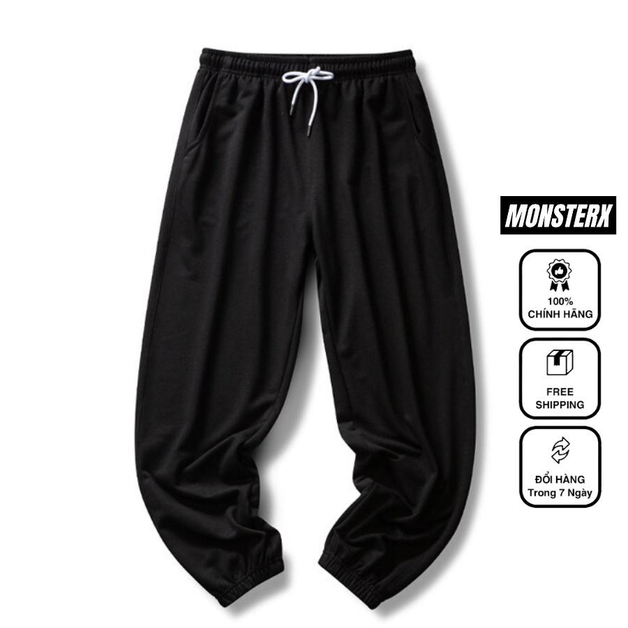 Quần jogger BÓ CHUN unisex MonsterX thể thao nam nữ nỉ cao cấp nỉ bông bigsize thu đông basic pants ulzzang