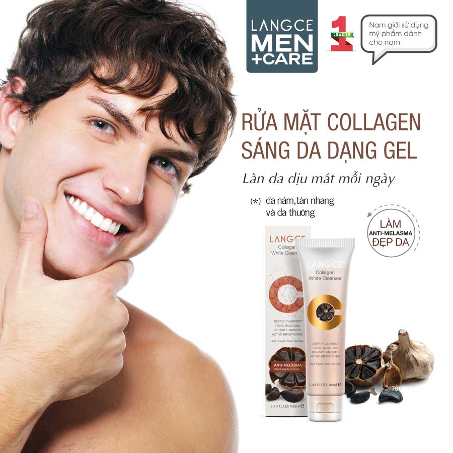 COLLAGEN WHITE CLEANSER RỬA MẶT TRẮNG DA GIỮ ẨM TỎI ĐEN CHO NAM