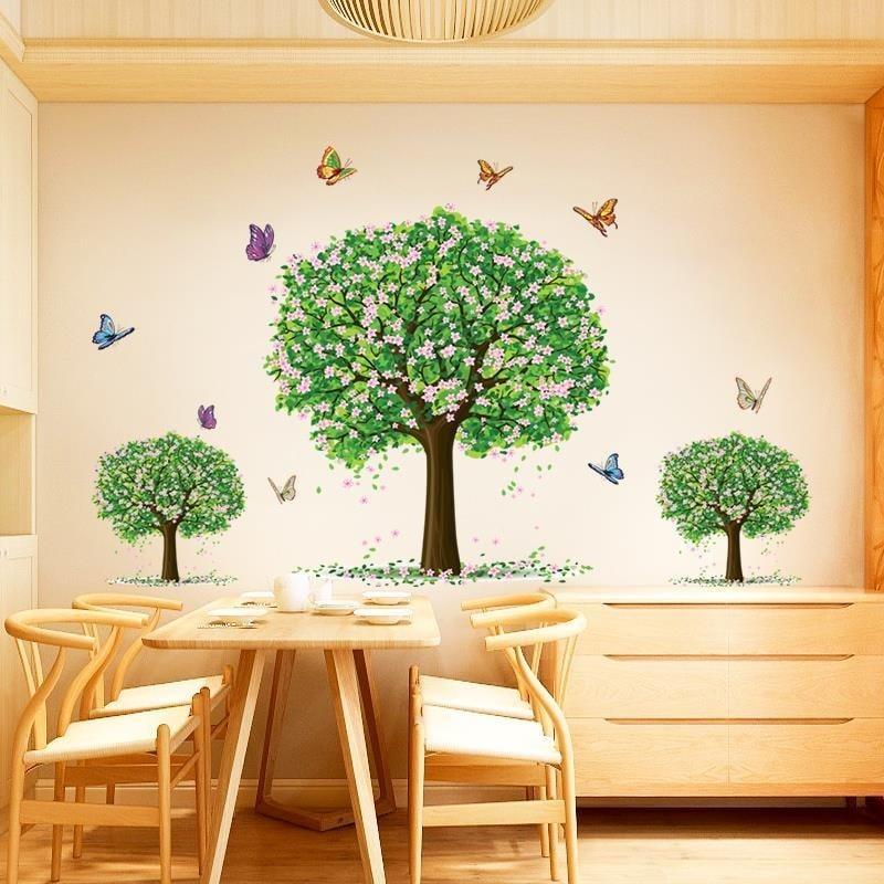 DECAL DÁN TƯỜNG XE ĐẠP VÀ BA CÂY XANH - HP892