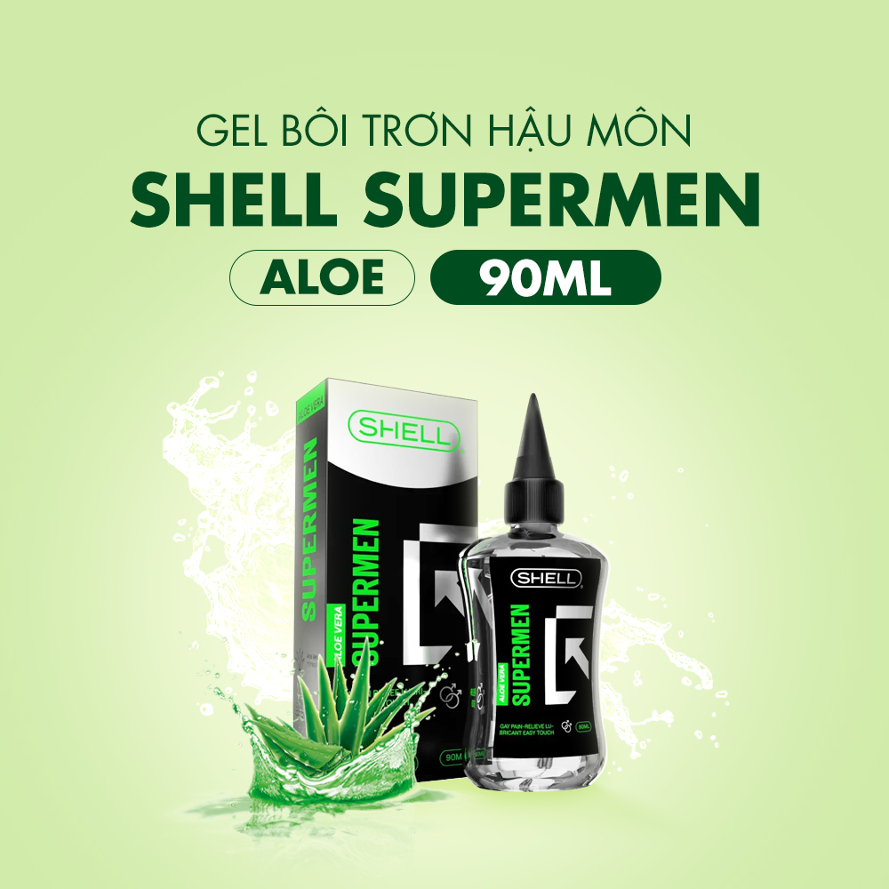 Gel bôi trơn hậu môn tinh chất lô hội Shell Supermen Aloe - Chai 90ml | SHELL CHÍNH HÃNG