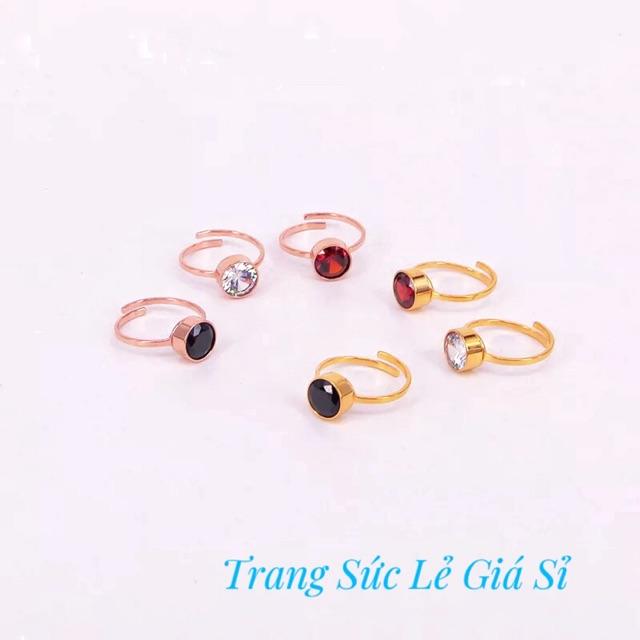Nhẫn titan hột màu cao cấp