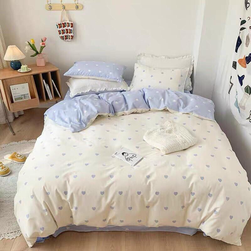 Bộ cotton poly tim 2 mặt 4 món hàng nhập