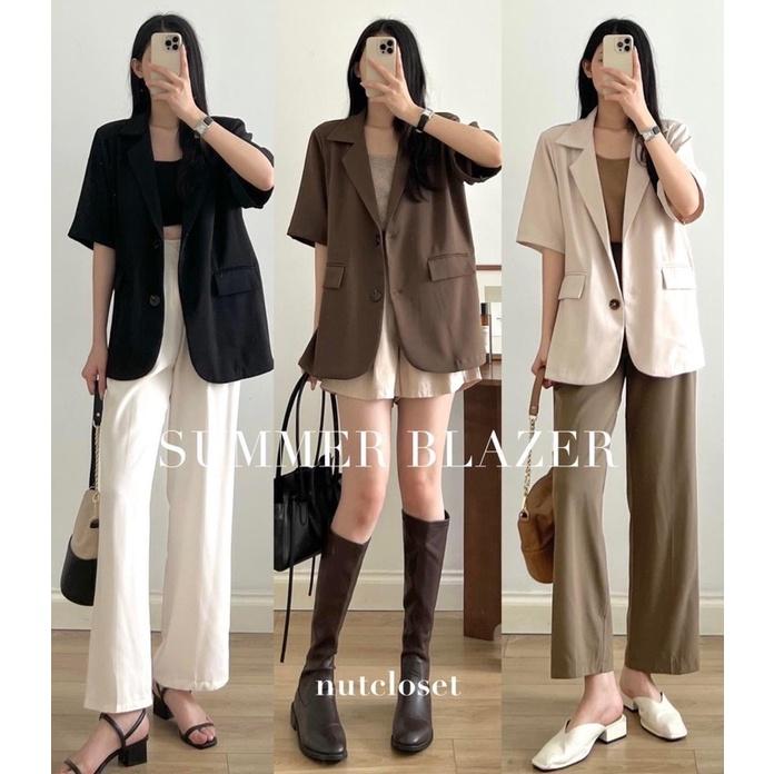 Áo blazer nữ cộc tay, áo vest nữ chất mát dáng rộng 4 màu xinh xắn