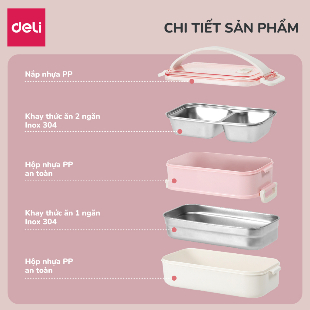 Hộp Cơm giữ nhiệt inox 304, hộp cơm văn phòng tiện dụng an toàn có thể sử dụng cho lò vi sóng