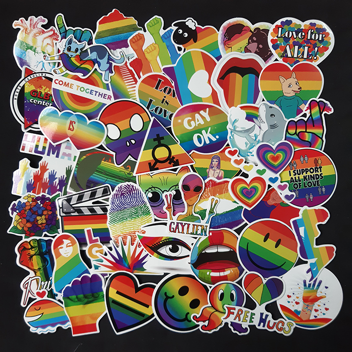 Bộ Sticker dán cao cấp chủ đề CẦU VỒNG LGBT - Dùng dán Xe, dán mũ bảo hiểm, dán Laptop, dán đàn...