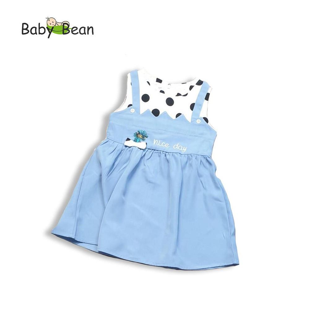 Đầm Cotton phối Tơ Gân Giả Yếm Thêu bé gái BabyBean (8kg-20kg)