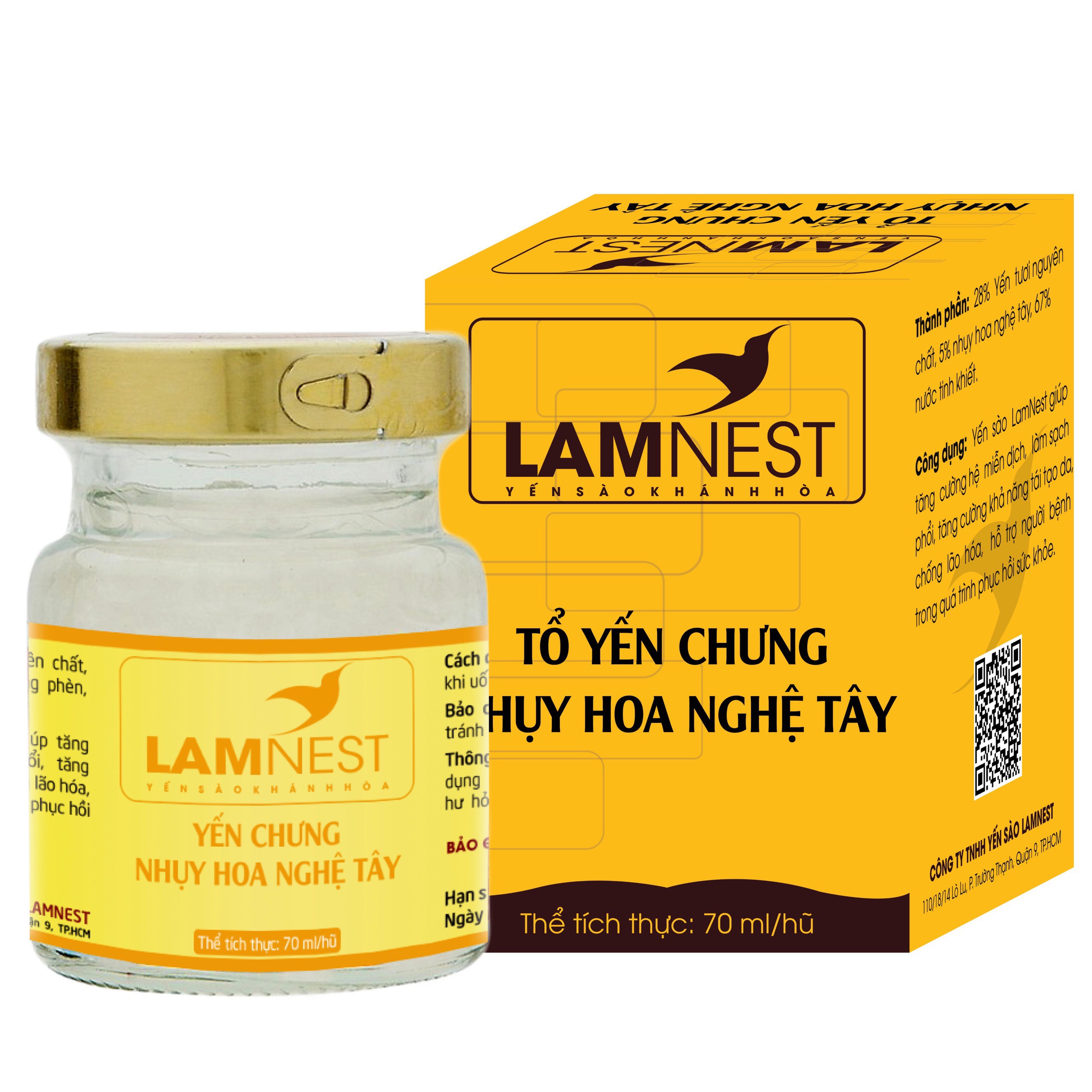 YẾN SÀO CHƯNG NHUỴ HOA NGHỆ TÂY ( 28% yến ) Hộp 1 hủ LAMNEST