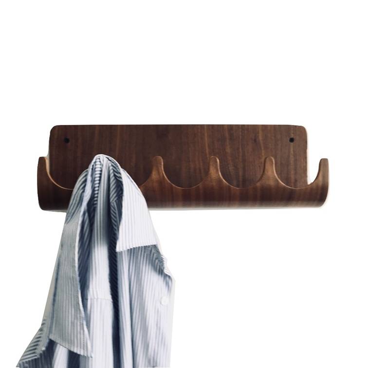 Móc treo quần áo gỗ uốn cong Sunset Wall Rack - Gỗ Walnut