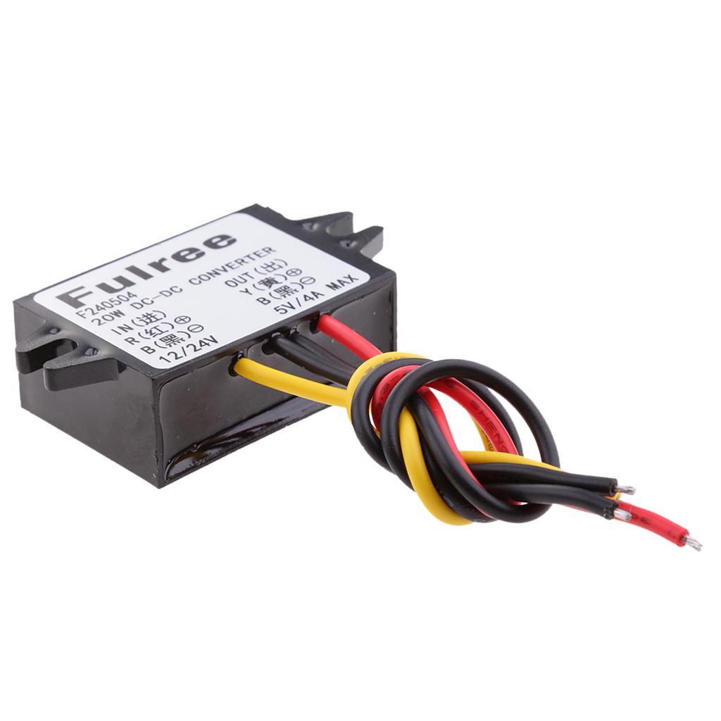 DC Volt Converter 8-36V 12V/24V Step Down to 5V 4A/20W Car LED Power Supply Waterproof