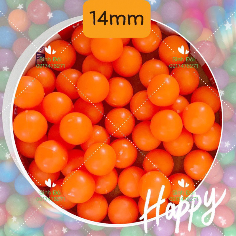 10 viên bi nhựa 14mm màu cam ( chưa có số) phụ kiện lô tô quay 