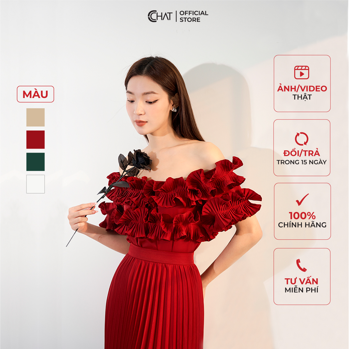 Áo Kiểu Nữ Trễ Vai Dập Ly Bèo Suông Chất Mango Cao Cấp 12ANE2025ST