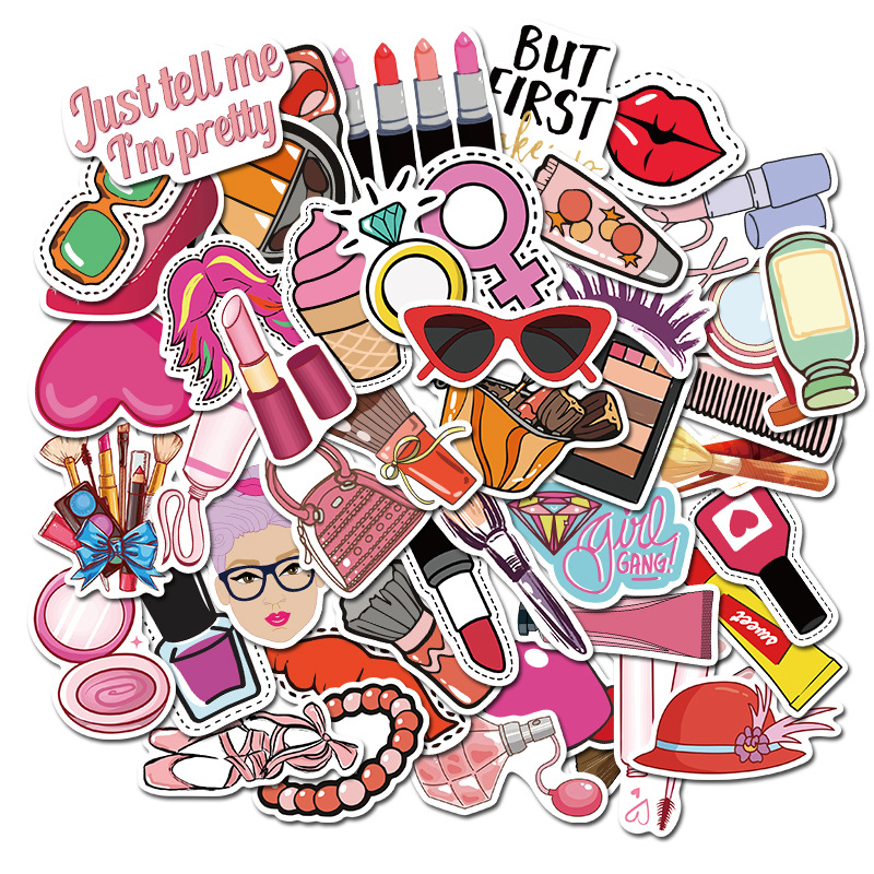 Sticker 50 miếng hình dán Makeup Girls