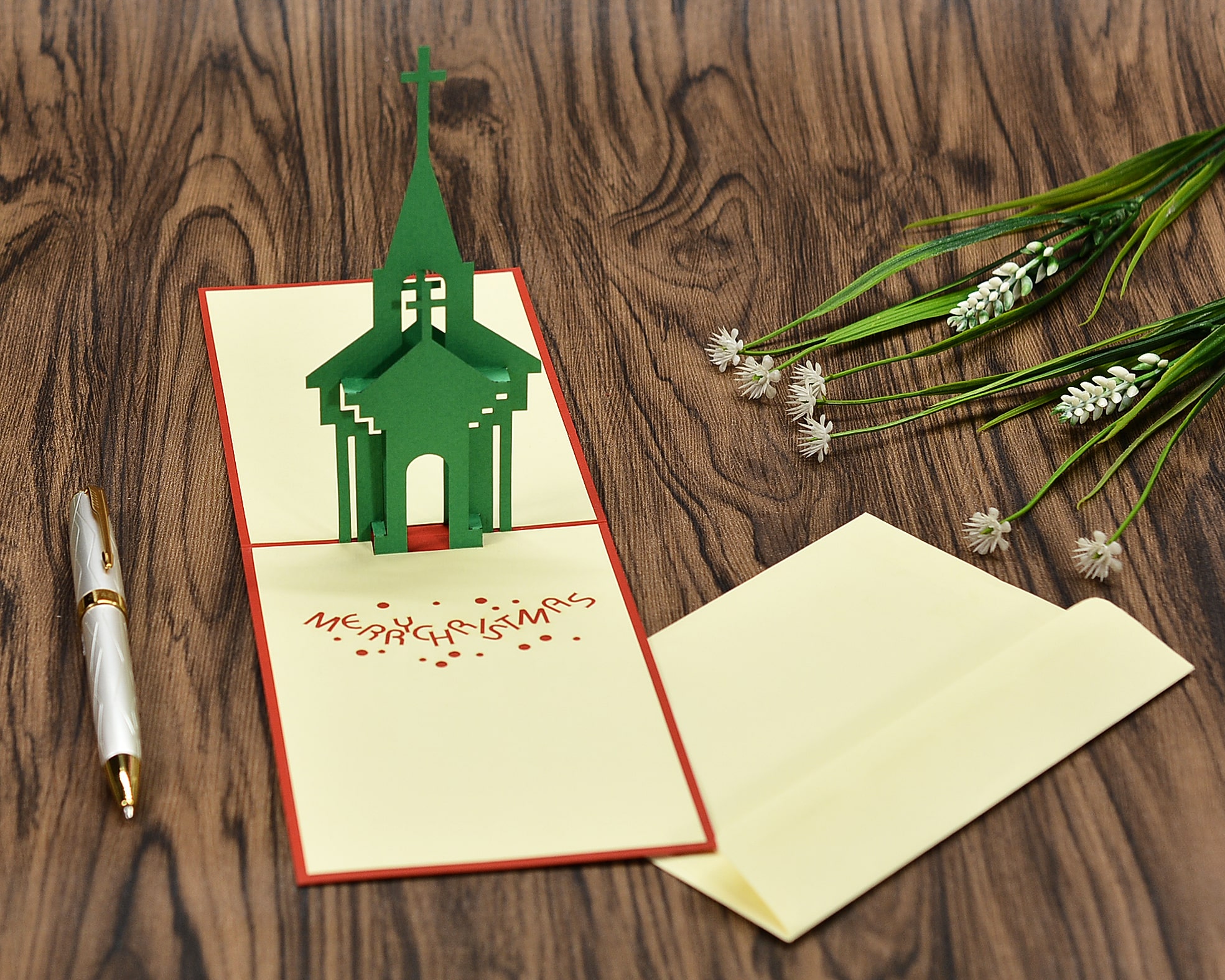 Thiệp nổi 3D handmade The Church- Nhà thờ size 10x15 cm CN049