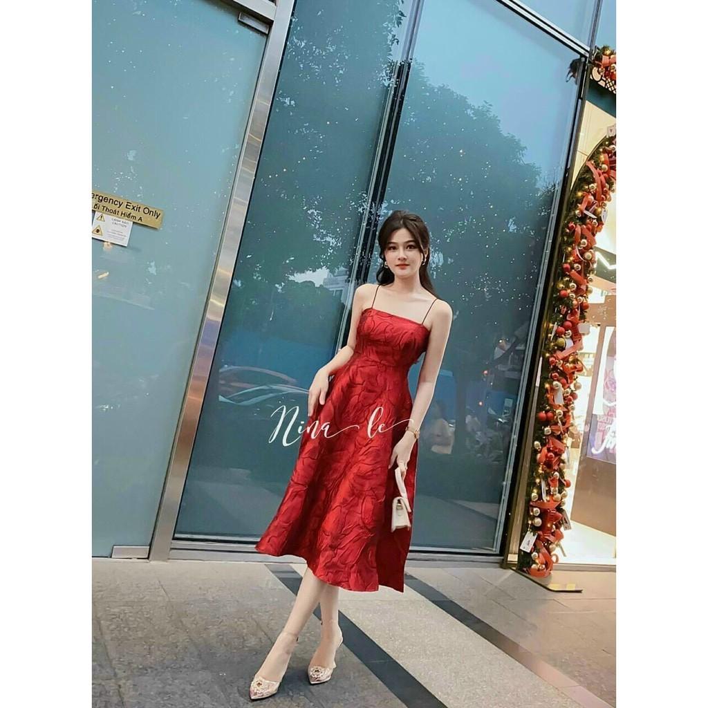 ĐẦM NỮ GẤM HOA 2 DÂY CAO CẤP THỜI TRANG THIẾT KẾ