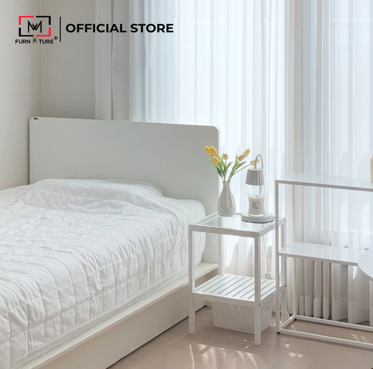 KỆ KÍNH TRANG TRÍ LẮP RÁP HÀN QUỐC MÀU TRẮNG - GLASS SHELF WHITE