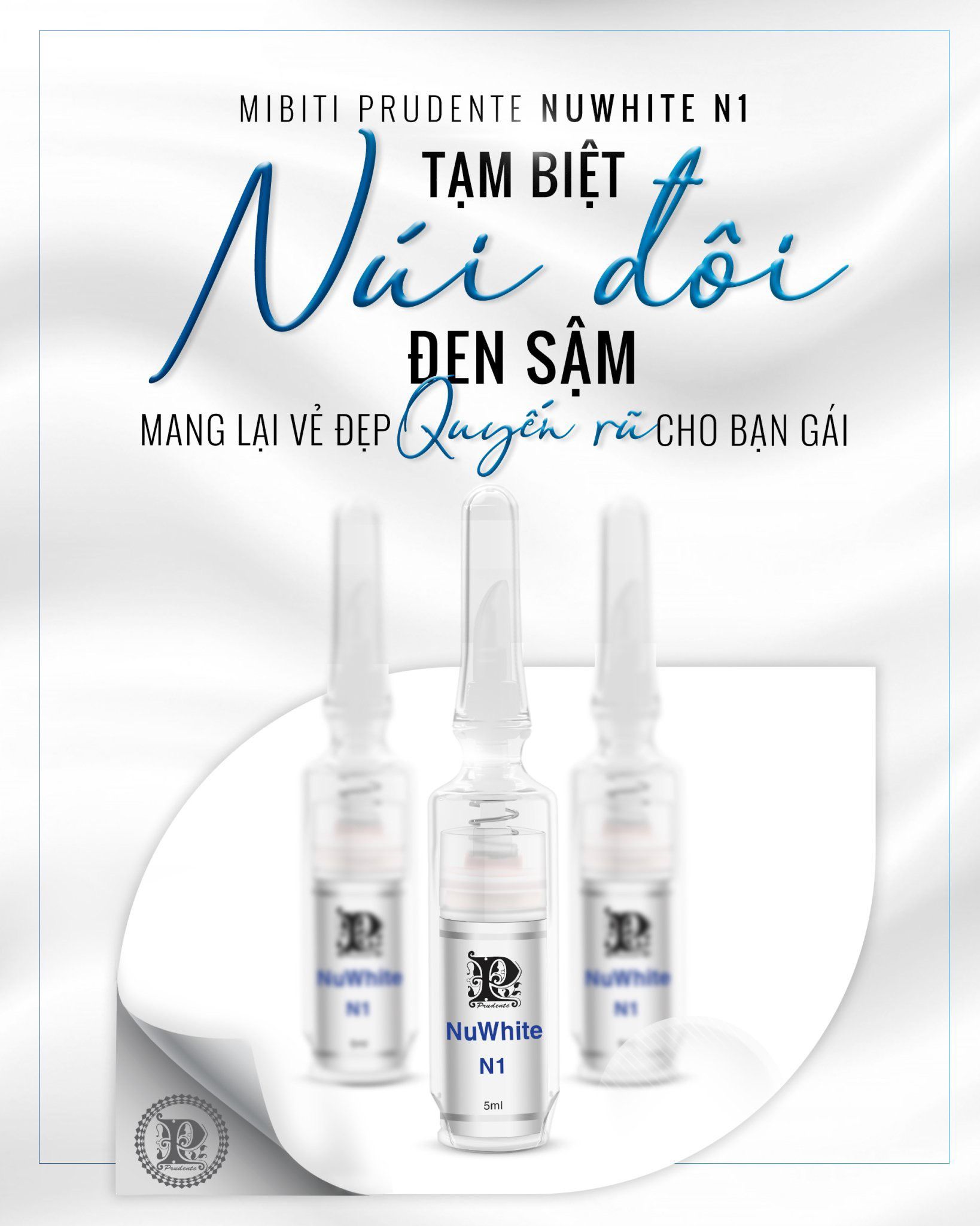 Combo 2 tuyp Kem Làm Hồng Nhũ Nuwhite N1 Mibiti Prudente 5ml hàng USA