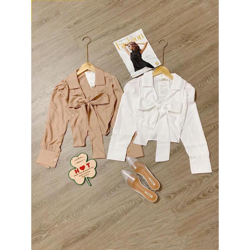 Áo sơ mi nơ cổ chun lưng