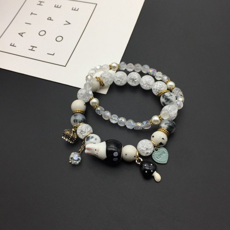 Vòng tay thạch anh tuyết mix charm may mắn - Tặng kèm vòng tay pha lê xinh xắn TTB-VT88 5