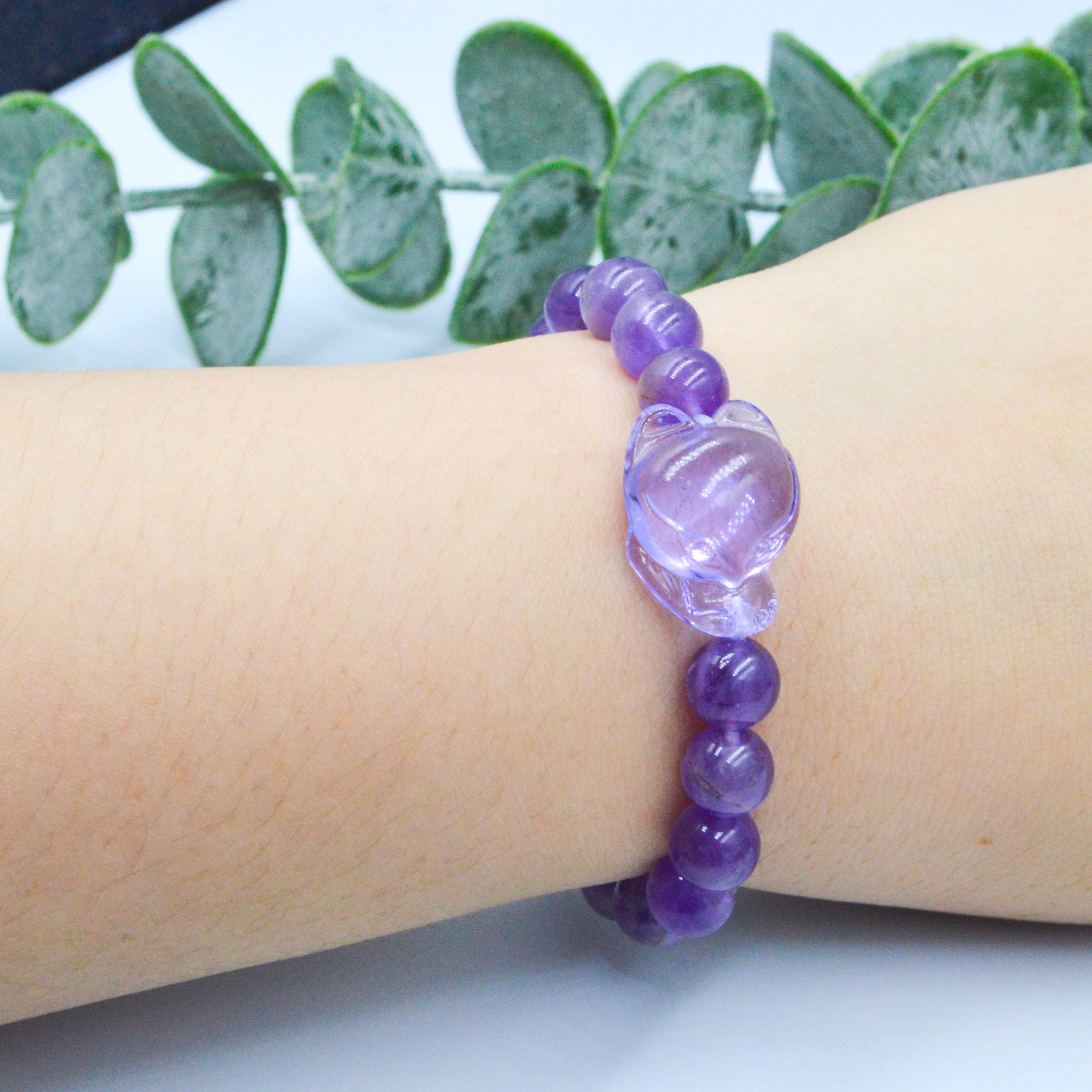 Vòng Tay Hồ Ly Baby Topaz Tím Phối Thạch Anh Tím
