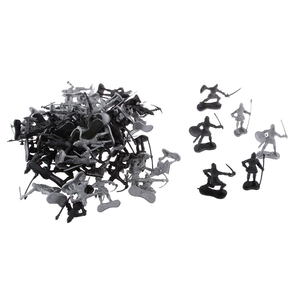 60 Cái/lốc Bạc Đen Chiến Binh Thời Trung Cổ Binh Sĩ Quân Đội Nhân Vật Playtoy Tặng