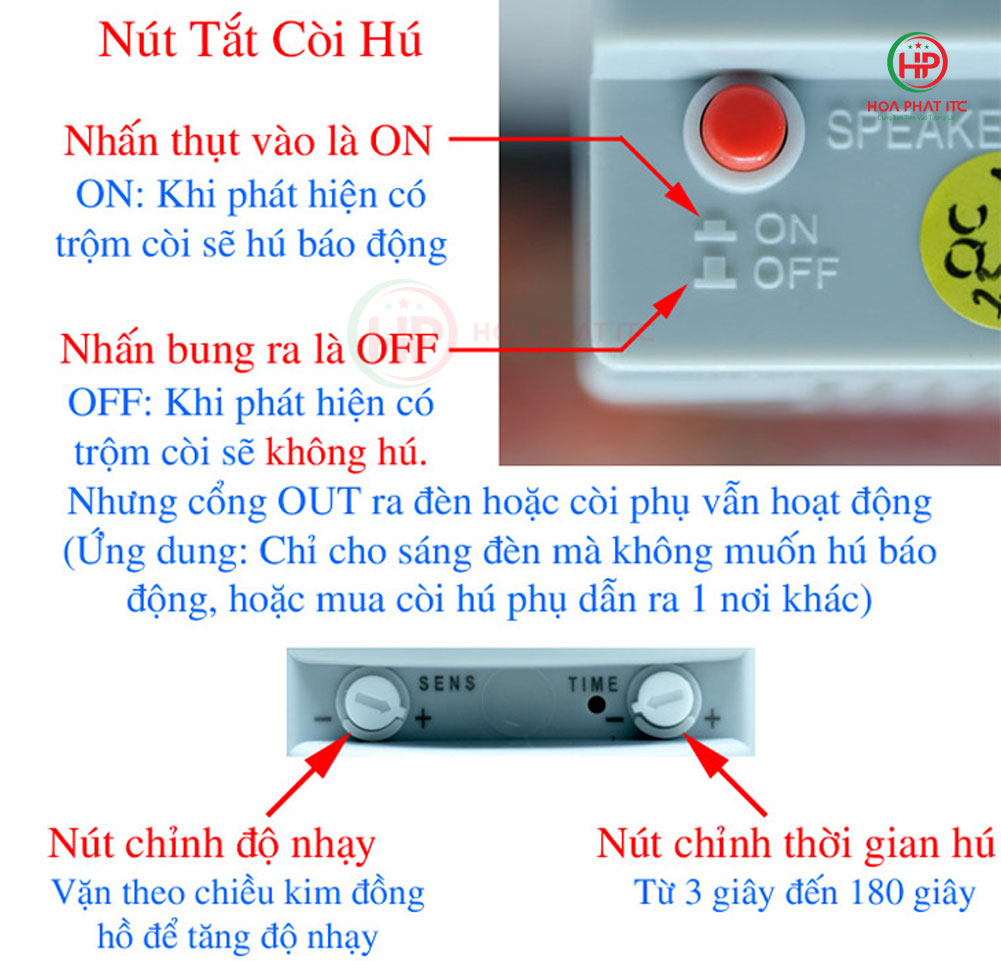 Báo động hồng ngoại HT1A dùng điện 220v Hỗ trợ còi hú phụ và bóng đèn