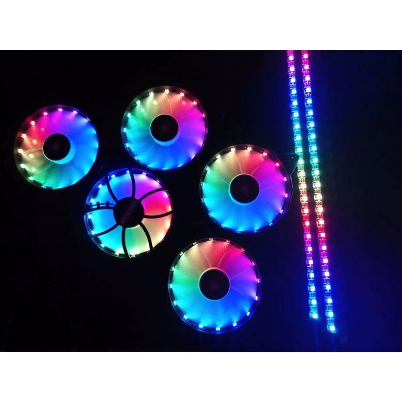 Quạt tản nhiệt Coolmoon LED RGB tự động đổi màu, 12cm không đồng bộ HUB - Hàng chính hãng