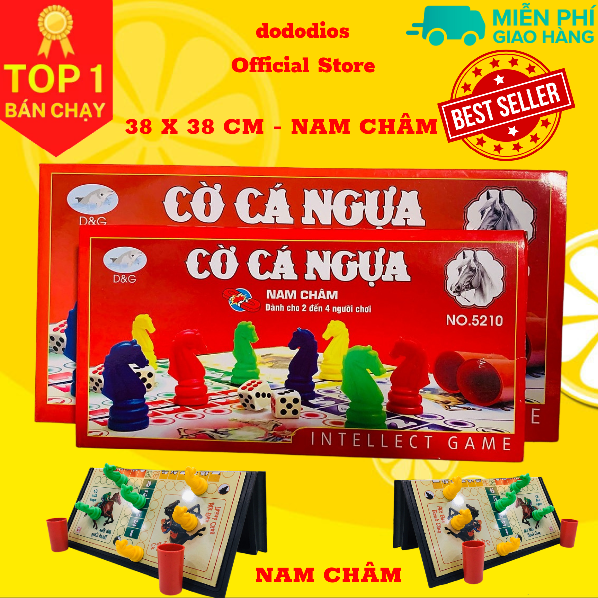 Cỡ Đại 38x38Cm - Bộ cờ cá ngựa nam châm dododios - Bộ cờ cá ngựa cao cấp kích thước 38x38cm - Hàng chính hãng