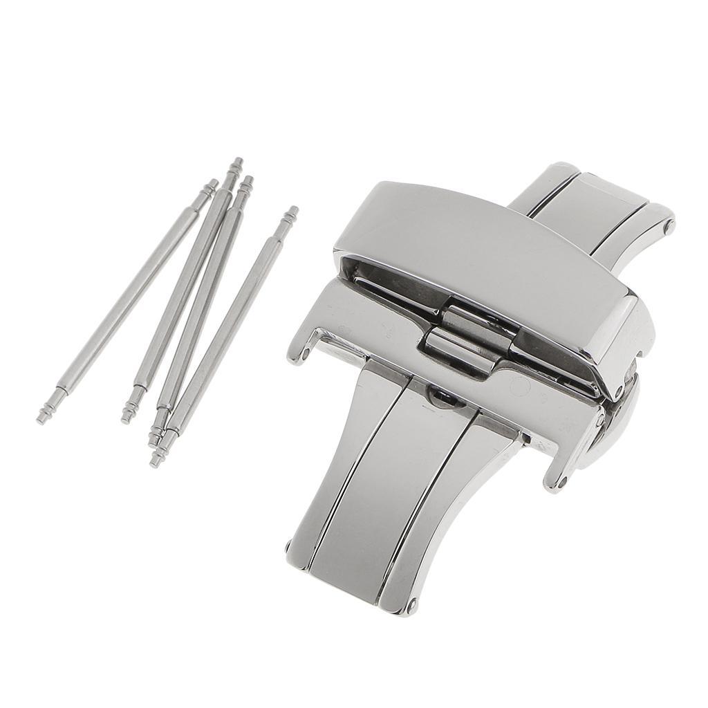 Stainless Steel Butterfly Clasp Watch Buckle Belt Band Strap Clasp 22mm